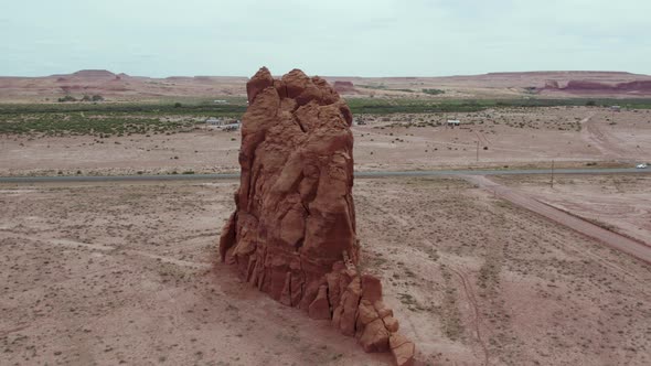 Unique Geological Natural Rock Formation in Arizona Desert, Aerial Orbit