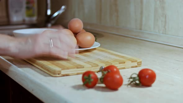 Peeling Eggs for Olive Salad Russian Salad