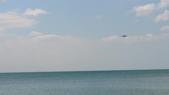 Aircraft Landing Over Ocean