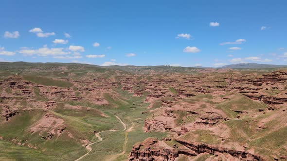 green valley and red fairy chimneys landscape