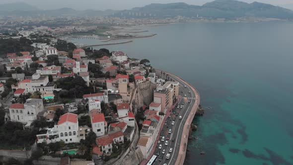 Flying over Marseille beautiful coastline. France 2020