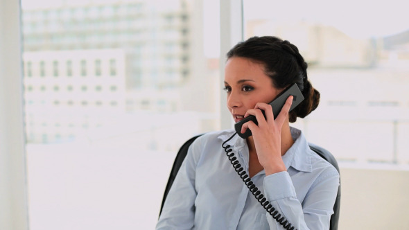 Happy Businesswoman Talking On The Phone