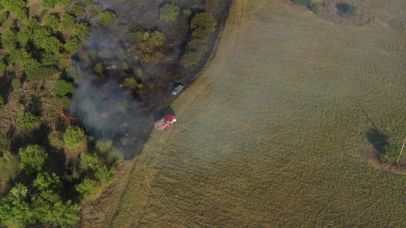 Aerial View Of Fire In Nature 