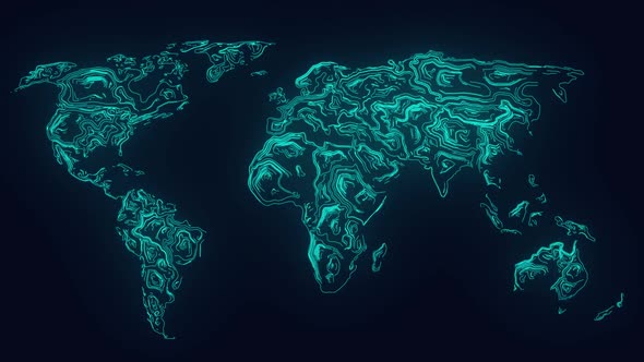 World Topographic Terrain Map animation