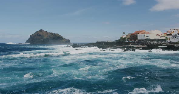 Beautiful City Garachico on the Shores of the Mountain Volcanic Canary Island of Tenerife