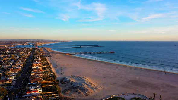 Flying down seal beach towards the pier.