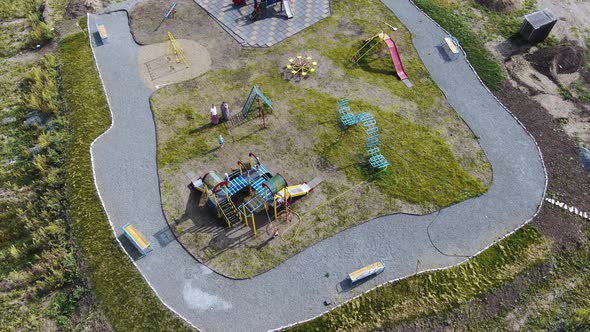 Top View of the Playground with Children