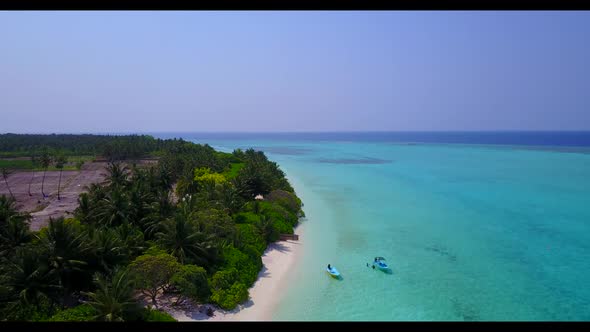 Aerial drone shot seascape of paradise sea view beach voyage by blue green ocean and white sand back