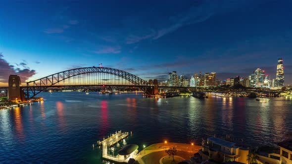 Sydney City Skyline and Harbour Bridge