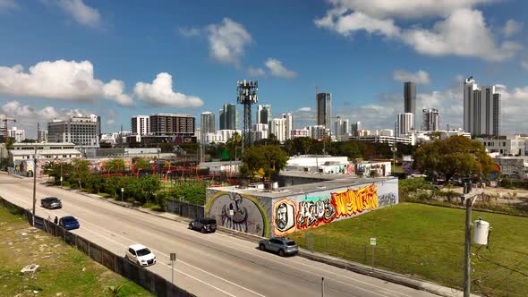 Aerial Reveal Wynwood Padel Club Miami