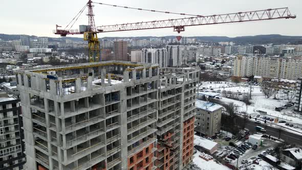 Apartment Building Construction Site Aerial View