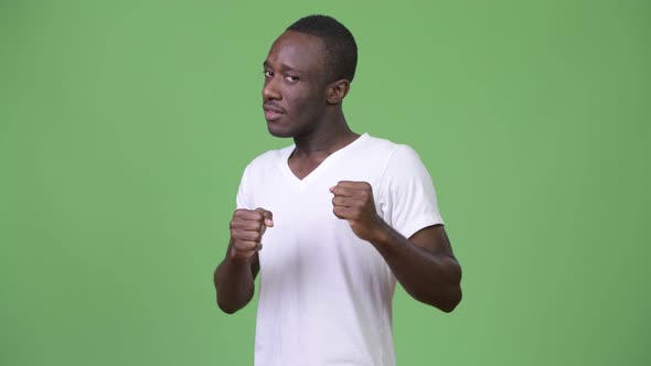 Young African Man Ready To Fight