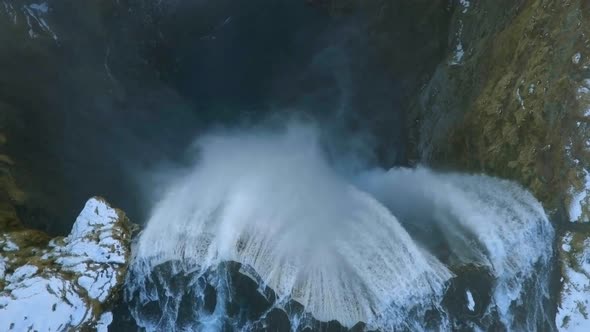 Skogafoss Waterfall Iceland Aerial View