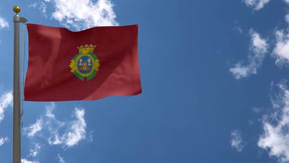 Cadiz City Flag (Spain) On Flagpole