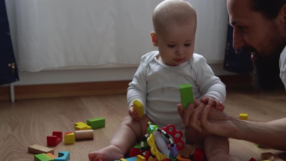 Happy Newborn Baby In Playing Room