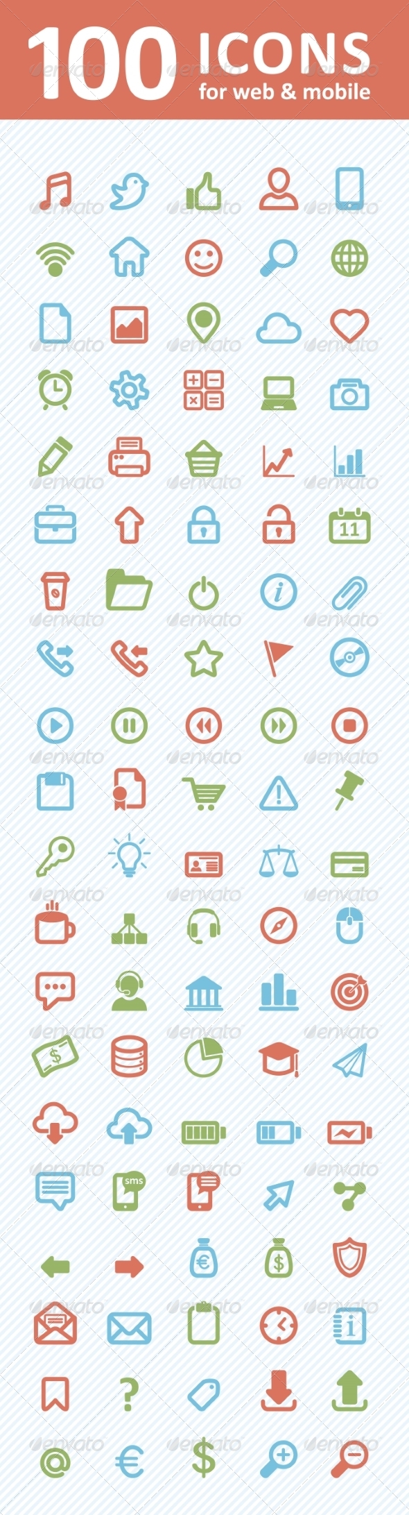 100 Icons for Web and Mobile