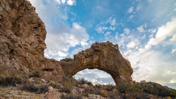 Time lapse of free standing rock Piedra Parada, Patagonia, Argentina, wide shot