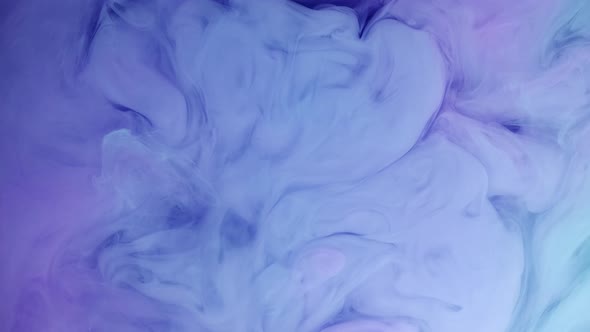 Pastel Color Blue Purple Pink Acrylic Paint Drop Motion in Underwater