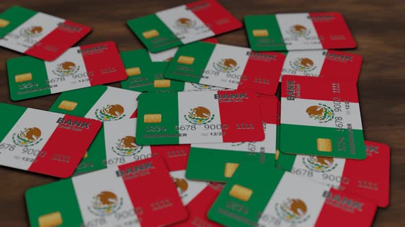 credit cards background with Mexico flag