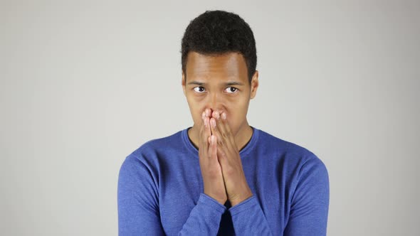 Crying African Man White Background