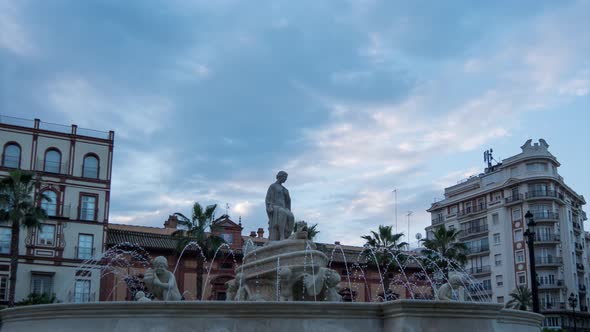 Timelapse of Hispalis Fountain in the evening