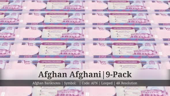 Afghan Afghani | Afghanistan Currency - 9 Pack | 4K Resolution | Looped