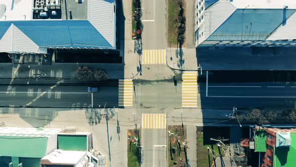 Top View of an Urban Intersection in an Empty City