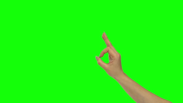 Arm of Girl Showing Okay Sign. Chroma Key. Close Up