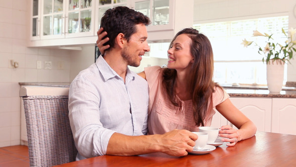 Happy Couple Drinking Coffee Together 2