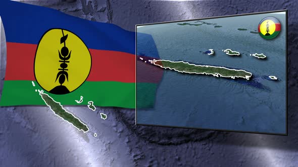 New Caledonia Flag And Map Animation