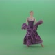 Elite Girl In Violet Ballroom Dress Makes Reverence Bow Regards On Green Screen - VideoHive Item for Sale