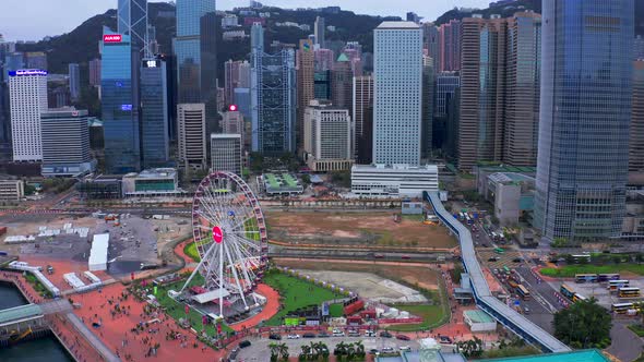 The Hong Kong Observation Wheel at the New Central Harborfront, Central District. Hong Kong on June