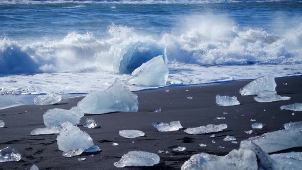 Ocean Waves Washed Icebergs