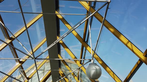 Metal Frame with Glass Ceilings, Modern Roof of the Building