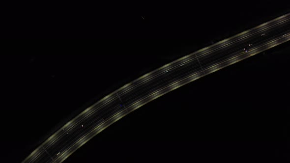 Aerial view of a not busy highway at night, Sirajdikhan, Dhaka, Bangladesh.