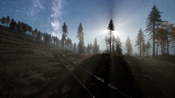 The Milky Way Above the Railway and Forest