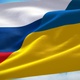 Split Ukrainian & Russian Flag Waving in Daytime in 4K - VideoHive Item for Sale