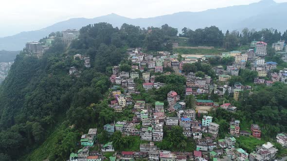 City of Gangtok in Sikkim India seen from the sky