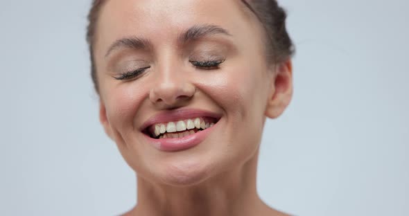 Woman Close Up Beautiful Clean Healthy Skin Lips Eyes
