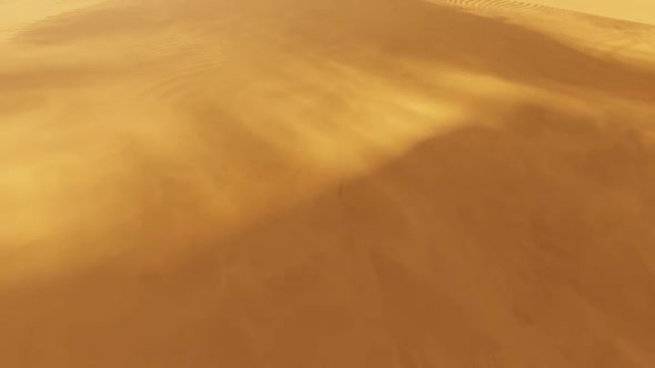 Aerial Of Sand Dunes In The Desert