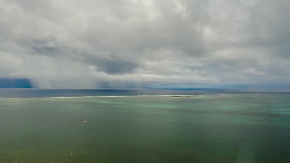 Time Lapse Seascape Blue Sea Sky with Clouds and Islands