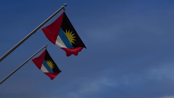 Antigua And  Barbuda Flags In The Blue Sky   2K