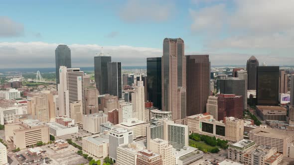 Aerial View Tall Modern Office Buildings Downtown