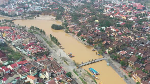 Aerial view of the ancient town of Hoi An after the flood