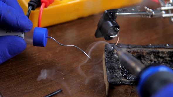 Smoke Appears From Blowtorch and Rosin Soldering Socket