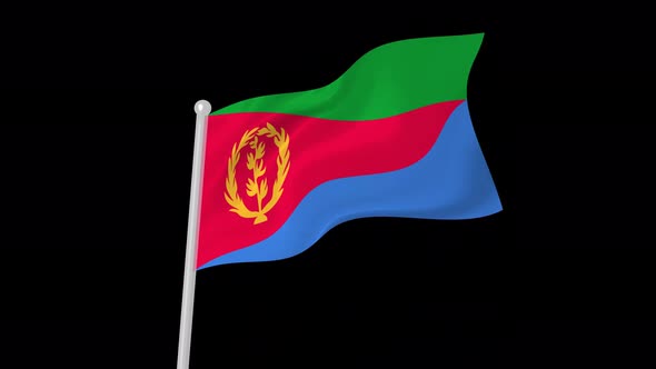 Eritrea Flag Waving Animated Black Background
