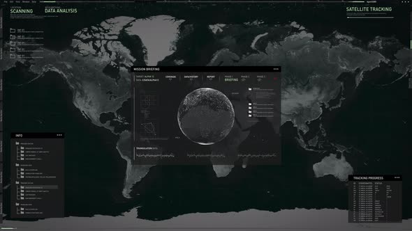 Spy control showing the satellite camera feed of the designated area on a screen alt