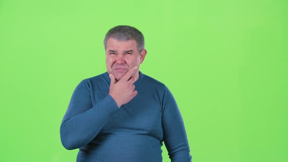 Man Thinks About His Life. Green Screen