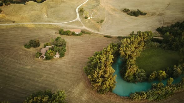 View From a Bird's Eye View of a House in the Middle of a Field