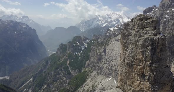 Aerial drone view of hiking in the mountains.